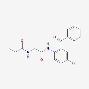 molecular formula C18H17BrN2O3 B3019828 N-(2-((2-benzoyl-4-bromophenyl)amino)-2-oxoethyl)propionamide CAS No. 313274-73-6