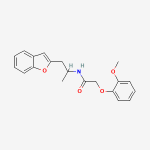 molecular formula C20H21NO4 B3019836 N-[1-(1-benzofuran-2-yl)propan-2-yl]-2-(2-methoxyphenoxy)acetamide CAS No. 2034558-91-1