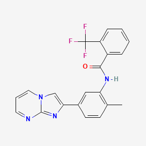 molecular formula C21H15F3N4O B3019884 N-(5-imidazo[1,2-a]pyrimidin-2-yl-2-methylphenyl)-2-(trifluoromethyl)benzamide CAS No. 862810-37-5