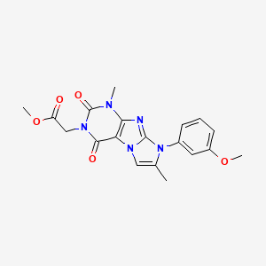 molecular formula C19H19N5O5 B3019906 methyl 2-(8-(3-methoxyphenyl)-1,7-dimethyl-2,4-dioxo-1H-imidazo[2,1-f]purin-3(2H,4H,8H)-yl)acetate CAS No. 887466-42-4