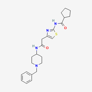 molecular formula C23H30N4O2S B3019971 N-(4-(2-((1-benzylpiperidin-4-yl)amino)-2-oxoethyl)thiazol-2-yl)cyclopentanecarboxamide CAS No. 1206997-46-7
