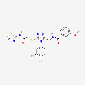 molecular formula C22H18Cl2N6O3S2 B3020072 N-((4-(3,4-dichlorophenyl)-5-((2-oxo-2-(thiazol-2-ylamino)ethyl)thio)-4H-1,2,4-triazol-3-yl)methyl)-3-methoxybenzamide CAS No. 391918-70-0