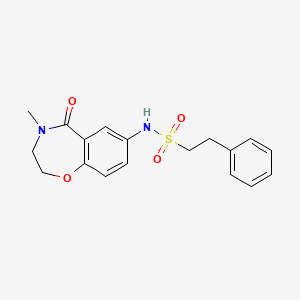 molecular formula C18H20N2O4S B3020122 N-(4-methyl-5-oxo-2,3,4,5-tetrahydrobenzo[f][1,4]oxazepin-7-yl)-2-phenylethanesulfonamide CAS No. 926031-88-1