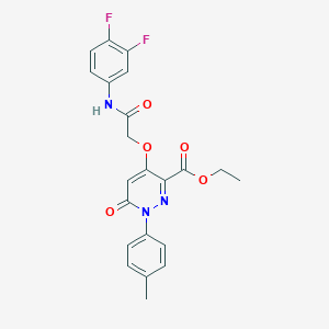 molecular formula C22H19F2N3O5 B3020126 Ethyl 4-(2-((3,4-difluorophenyl)amino)-2-oxoethoxy)-6-oxo-1-(p-tolyl)-1,6-dihydropyridazine-3-carboxylate CAS No. 899733-32-5