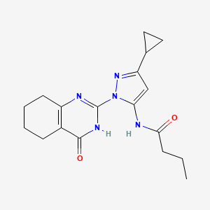 molecular formula C18H23N5O2 B3020162 N-(3-cyclopropyl-1-(4-oxo-3,4,5,6,7,8-hexahydroquinazolin-2-yl)-1H-pyrazol-5-yl)butyramide CAS No. 1207057-29-1