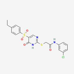 molecular formula C20H18ClN3O4S2 B3020210 N-(3-chlorophenyl)-2-((5-((4-ethylphenyl)sulfonyl)-6-oxo-1,6-dihydropyrimidin-2-yl)thio)acetamide CAS No. 1021227-37-1