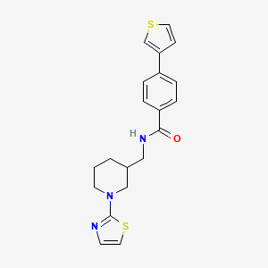 molecular formula C20H21N3OS2 B3020282 N-((1-(thiazol-2-yl)piperidin-3-yl)methyl)-4-(thiophen-3-yl)benzamide CAS No. 1705862-76-5