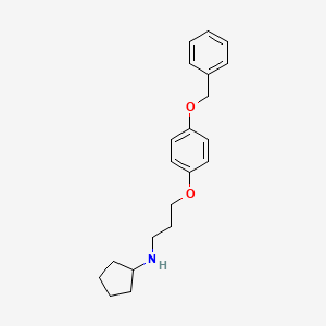 molecular formula C21H27NO2 B3020339 N-{3-[4-(benzyloxy)phenoxy]propyl}cyclopentanamine CAS No. 1002513-89-4