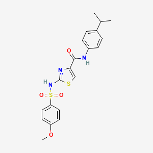 molecular formula C20H21N3O4S2 B3020341 N-(4-isopropylphenyl)-2-(4-methoxyphenylsulfonamido)thiazole-4-carboxamide CAS No. 1021124-61-7