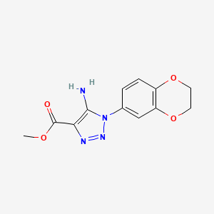 molecular formula C12H12N4O4 B3020343 Methyl 5-amino-1-(2,3-dihydro-1,4-benzodioxin-6-yl)triazole-4-carboxylate CAS No. 1411766-56-7