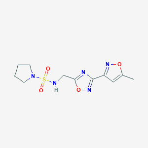 molecular formula C11H15N5O4S B3020356 N-{[3-(5-methyl-1,2-oxazol-3-yl)-1,2,4-oxadiazol-5-yl]methyl}pyrrolidine-1-sulfonamide CAS No. 2097862-02-5