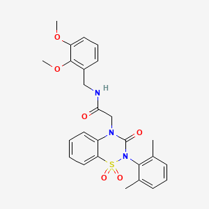 molecular formula C26H27N3O6S B3020360 N-(2,3-dimethoxybenzyl)-2-(2-(2,6-dimethylphenyl)-1,1-dioxido-3-oxo-2H-benzo[e][1,2,4]thiadiazin-4(3H)-yl)acetamide CAS No. 933235-64-4