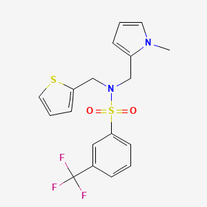 molecular formula C18H17F3N2O2S2 B3020367 N-((1-methyl-1H-pyrrol-2-yl)methyl)-N-(thiophen-2-ylmethyl)-3-(trifluoromethyl)benzenesulfonamide CAS No. 1251561-12-2