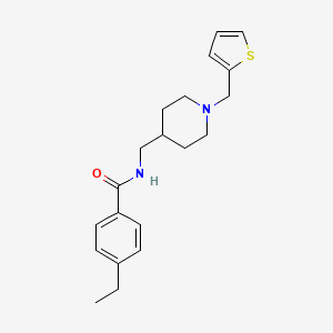 molecular formula C20H26N2OS B3020393 4-ethyl-N-((1-(thiophen-2-ylmethyl)piperidin-4-yl)methyl)benzamide CAS No. 954079-91-5