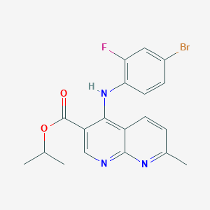 molecular formula C19H17BrFN3O2 B3020417 Isopropyl 4-((4-bromo-2-fluorophenyl)amino)-7-methyl-1,8-naphthyridine-3-carboxylate CAS No. 1251693-03-4