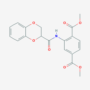 molecular formula C19H17NO7 B3020430 Dimethyl 2-(2,3-dihydrobenzo[b][1,4]dioxine-2-carboxamido)terephthalate CAS No. 448241-28-9