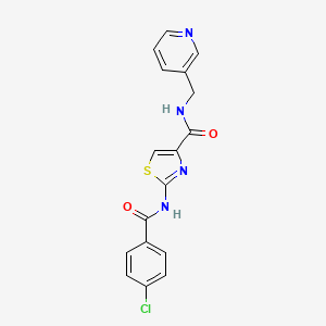 molecular formula C17H13ClN4O2S B3020541 2-(4-chlorobenzamido)-N-(pyridin-3-ylmethyl)thiazole-4-carboxamide CAS No. 941970-57-6