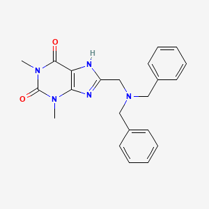 molecular formula C22H23N5O2 B3020548 8-((DIBENZYLAMINO)METHYL)-1,3-DIMETHYL-3,7-DIHYDRO-1H-PURINE-2,6-DIONE CAS No. 578001-39-5