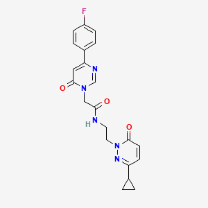 molecular formula C21H20FN5O3 B3020558 N-(2-(3-cyclopropyl-6-oxopyridazin-1(6H)-yl)ethyl)-2-(4-(4-fluorophenyl)-6-oxopyrimidin-1(6H)-yl)acetamide CAS No. 2034422-94-9