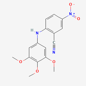 molecular formula C16H15N3O5 B3020567 5-Nitro-2-[(3,4,5-trimethoxyphenyl)amino]benzonitrile CAS No. 876687-21-7