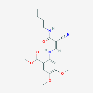 molecular formula C18H23N3O5 B3020574 methyl 2-{[(1Z)-2-(butylcarbamoyl)-2-cyanoeth-1-en-1-yl]amino}-4,5-dimethoxybenzoate CAS No. 899375-90-7