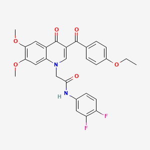 molecular formula C28H24F2N2O6 B3020584 N-(3,4-difluorophenyl)-2-[3-(4-ethoxybenzoyl)-6,7-dimethoxy-4-oxo-1,4-dihydroquinolin-1-yl]acetamide CAS No. 872198-80-6