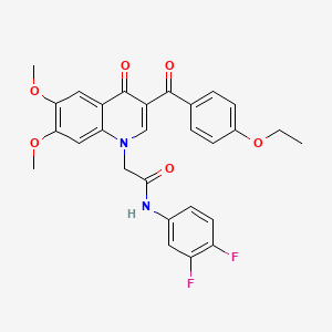 B3020584 N-(3,4-difluorophenyl)-2-[3-(4-ethoxybenzoyl)-6,7-dimethoxy-4-oxoquinolin-1-yl]acetamide CAS No. 872198-80-6