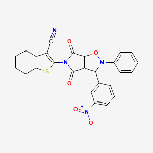 2-(3-(3-nitrophenyl)-4,6-dioxo-2-phenyltetrahydro-2H-pyrrolo[3,4-d]isoxazol-5(3H)-yl)-4,5,6,7-tetrahydrobenzo[b]thiophene-3-carbonitrile