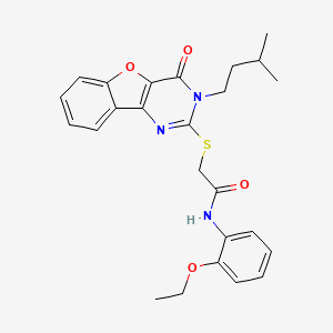 molecular formula C25H27N3O4S B3020641 N-(2-ethoxyphenyl)-2-{[3-(3-methylbutyl)-4-oxo-3,4-dihydro[1]benzofuro[3,2-d]pyrimidin-2-yl]sulfanyl}acetamide CAS No. 900003-44-3