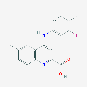 molecular formula C18H15FN2O2 B3020659 4-((3-Fluoro-4-methylphenyl)amino)-6-methylquinoline-2-carboxylic acid CAS No. 1031977-30-6