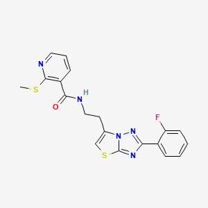 molecular formula C19H16FN5OS2 B3020683 N-(2-(2-(2-fluorophenyl)thiazolo[3,2-b][1,2,4]triazol-6-yl)ethyl)-2-(methylthio)nicotinamide CAS No. 1209977-76-3
