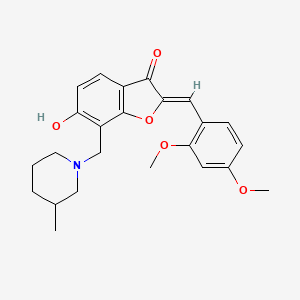 molecular formula C24H27NO5 B3020686 (Z)-2-(2,4-dimethoxybenzylidene)-6-hydroxy-7-((3-methylpiperidin-1-yl)methyl)benzofuran-3(2H)-one CAS No. 869077-95-2