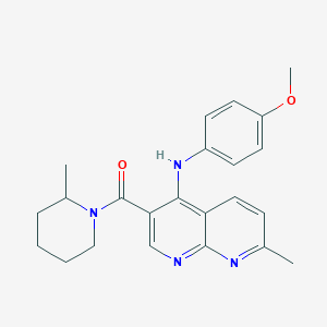 molecular formula C23H26N4O2 B3020712 N-(4-methoxyphenyl)-7-methyl-3-(2-methylpiperidine-1-carbonyl)-1,8-naphthyridin-4-amine CAS No. 1251623-98-9