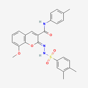 molecular formula C26H25N3O5S B3020720 (2Z)-2-[(3,4-dimethylphenyl)sulfonylhydrazinylidene]-8-methoxy-N-(4-methylphenyl)chromene-3-carboxamide CAS No. 866348-15-4