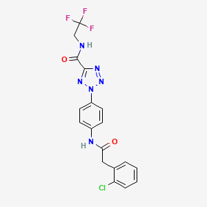 molecular formula C18H14ClF3N6O2 B3020722 2-(4-(2-(2-chlorophenyl)acetamido)phenyl)-N-(2,2,2-trifluoroethyl)-2H-tetrazole-5-carboxamide CAS No. 1396682-85-1