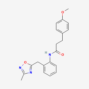 molecular formula C20H21N3O3 B3020727 3-(4-methoxyphenyl)-N-(2-((3-methyl-1,2,4-oxadiazol-5-yl)methyl)phenyl)propanamide CAS No. 1448046-70-5