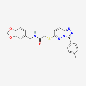 molecular formula C22H19N5O3S B3020735 N-(benzo[d][1,3]dioxol-5-ylmethyl)-2-((3-(p-tolyl)-[1,2,4]triazolo[4,3-b]pyridazin-6-yl)thio)acetamide CAS No. 852375-81-6