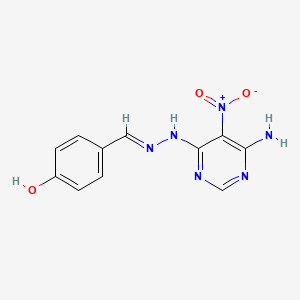(E)-4-((2-(6-amino-5-nitropyrimidin-4-yl)hydrazono)methyl)phenol