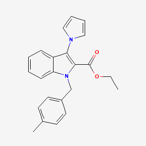 molecular formula C23H22N2O2 B3020759 ethyl 1-(4-methylbenzyl)-3-(1H-pyrrol-1-yl)-1H-indole-2-carboxylate CAS No. 344277-41-4