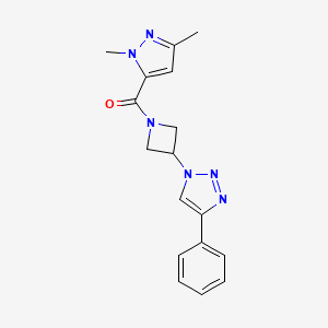 (1,3-dimethyl-1H-pyrazol-5-yl)(3-(4-phenyl-1H-1,2,3-triazol-1-yl)azetidin-1-yl)methanone