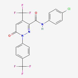 molecular formula C19H10ClF6N3O2 B3020774 N-(4-chlorophenyl)-6-oxo-4-(trifluoromethyl)-1-[4-(trifluoromethyl)phenyl]pyridazine-3-carboxamide CAS No. 477859-43-1