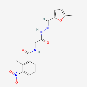 (E)-2-methyl-N-(2-(2-((5-methylfuran-2-yl)methylene)hydrazinyl)-2-oxoethyl)-3-nitrobenzamide