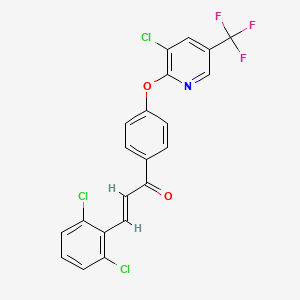 molecular formula C21H11Cl3F3NO2 B3020777 (2E)-1-(4-{[3-chloro-5-(trifluoromethyl)pyridin-2-yl]oxy}phenyl)-3-(2,6-dichlorophenyl)prop-2-en-1-one CAS No. 551920-80-0