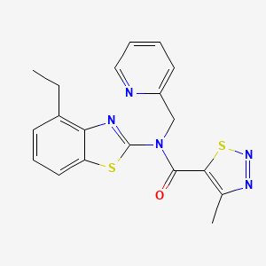 molecular formula C19H17N5OS2 B3020791 N-(4-ethylbenzo[d]thiazol-2-yl)-4-methyl-N-(pyridin-2-ylmethyl)-1,2,3-thiadiazole-5-carboxamide CAS No. 1172415-91-6