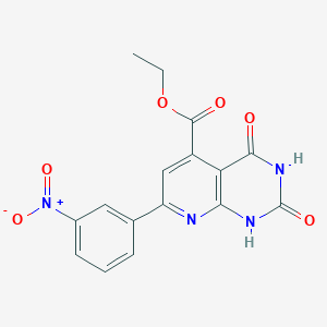 molecular formula C16H12N4O6 B3020795 Ethyl 7-(3-nitrophenyl)-2,4-dioxo-1,2,3,4-tetrahydropyrido[2,3-d]pyrimidine-5-carboxylate CAS No. 866050-48-8