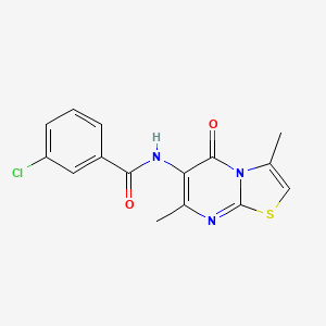 molecular formula C15H12ClN3O2S B3020834 3-chloro-N-(3,7-dimethyl-5-oxo-5H-[1,3]thiazolo[3,2-a]pyrimidin-6-yl)benzamide CAS No. 946358-00-5