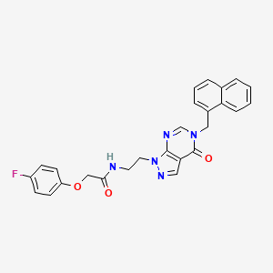 molecular formula C26H22FN5O3 B3020836 2-(4-fluorophenoxy)-N-(2-(5-(naphthalen-1-ylmethyl)-4-oxo-4,5-dihydro-1H-pyrazolo[3,4-d]pyrimidin-1-yl)ethyl)acetamide CAS No. 922098-70-2