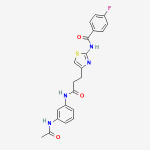N-(4-(3-((3-acetamidophenyl)amino)-3-oxopropyl)thiazol-2-yl)-4-fluorobenzamide