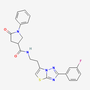 N-(2-(2-(3-fluorophenyl)thiazolo[3,2-b][1,2,4]triazol-6-yl)ethyl)-5-oxo-1-phenylpyrrolidine-3-carboxamide