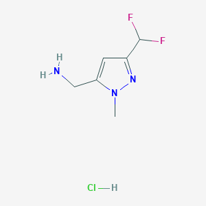 [5-(Difluoromethyl)-2-methylpyrazol-3-yl]methanamine;hydrochloride